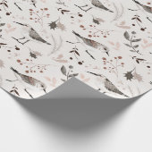 Noordelijke vogelsoorten met tweelingbessen laten  cadeaupapier (Hoek)