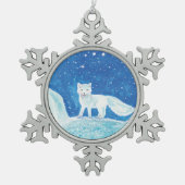 Noordelijke vos (Vulpes lagopus) Tin Sneeuwvlok Ornament (Voorkant)