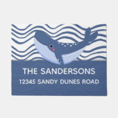 Noordelijke walvis en golven grijze Blauw en wit Deurmat (Voorkant)