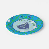 Noordelijke walvis, zeilboot, Anchor Blue Green Bo Papieren Bordje (Gekanteld)