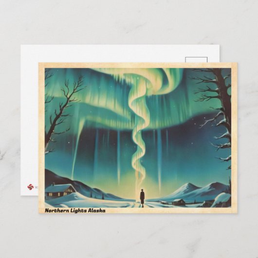 Noorderlicht Alaska Vintage Reizen Briefkaart (Voorkant / Achterkant)