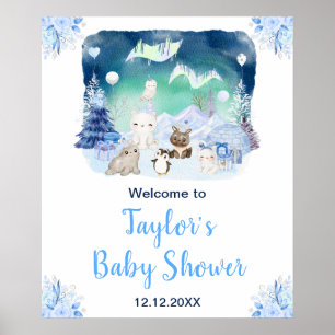 Noorderlicht Arctische Dieren Baby Shower Welkom Poster
