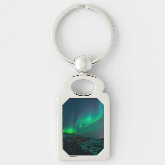 Noorderlicht Aurora Borealis Alaska Sterren Sleutelhanger (Voorkant)
