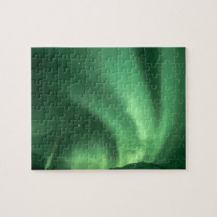 Noorderlicht, Aurora borealis, boven heuvels Legpuzzel