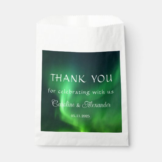 Noorderlicht Aurora Borealis bruiloft Bedankzakje (Voorkant)