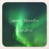 Noorderlicht Aurora Borealis Bruiloft Kartonnen Onderzetters (Voorkant)