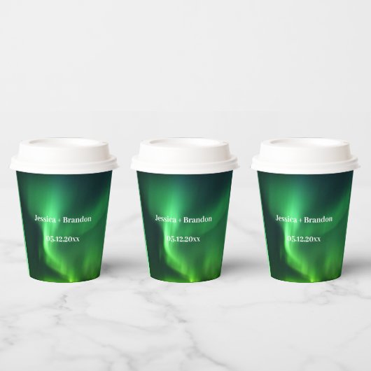 Noorderlicht Aurora Borealis bruiloft Papieren Bekers (Multi)