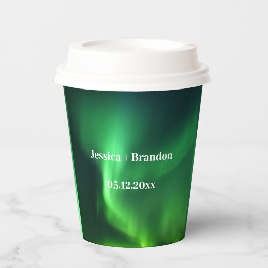 Noorderlicht Aurora Borealis bruiloft Papieren Bekers (Voorkant)