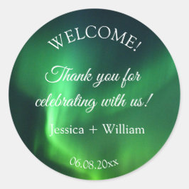 Noorderlicht Aurora Borealis bruiloft Ronde Sticker