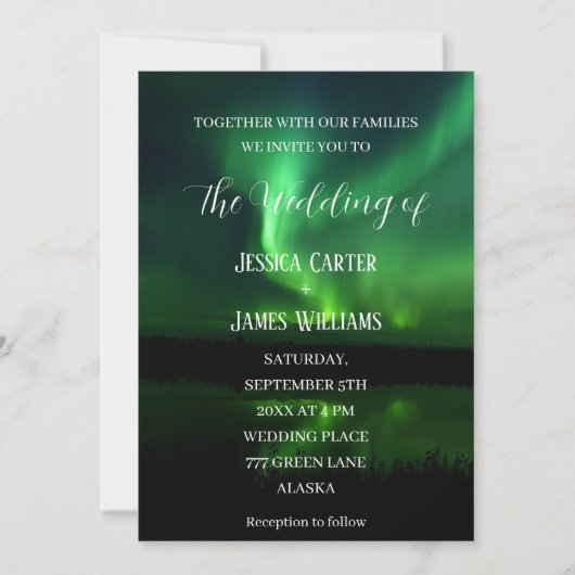 Noorderlicht Aurora Borealis Elegante bruiloft Kaart (Voorkant)