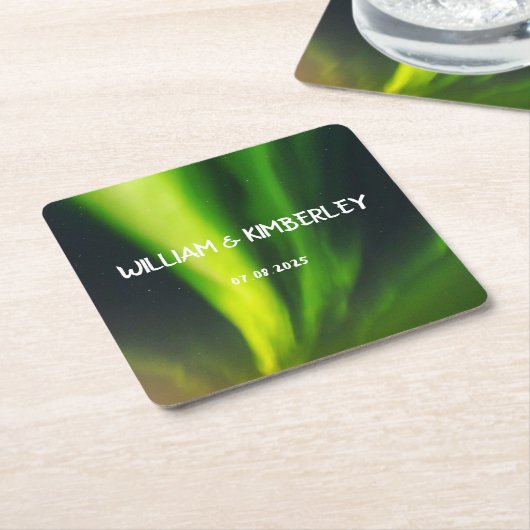 Noorderlicht Aurora Borealis Elegante bruiloft Kartonnen Onderzetters (Schuin)