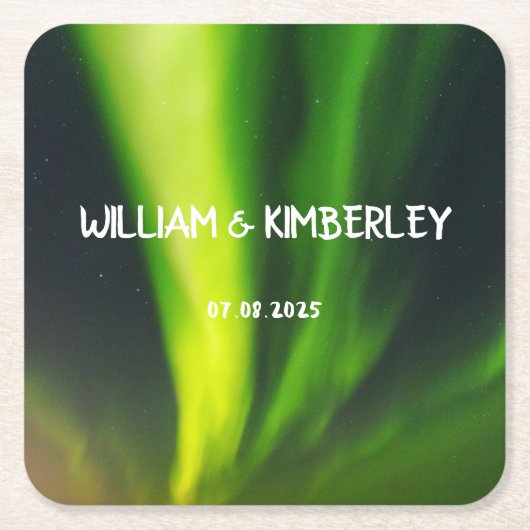 Noorderlicht Aurora Borealis Elegante bruiloft Kartonnen Onderzetters (Voorkant)