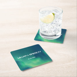 Noorderlicht Aurora Borealis Elegante bruiloft Kartonnen Onderzetters