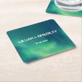 Noorderlicht Aurora Borealis Elegante bruiloft Kartonnen Onderzetters (Schuin)