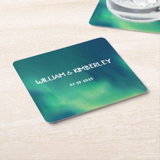 Noorderlicht Aurora Borealis Elegante bruiloft Kartonnen Onderzetters (Schuin)