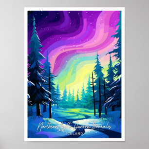 Noorderlicht Aurora Borealis illustratie Poster