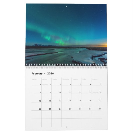 Noorderlicht (Aurora borealis) Kalender (Feb 2026)