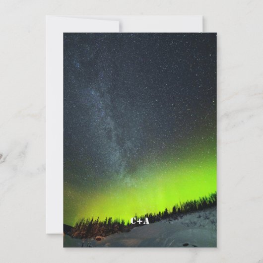 Noorderlicht Aurora Borealis Sterrenhemel Bruiloft Save The Date (Achterkant)