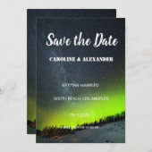 Noorderlicht Aurora Borealis Sterrenhemel Bruiloft Save The Date (Voorkant / Achterkant)