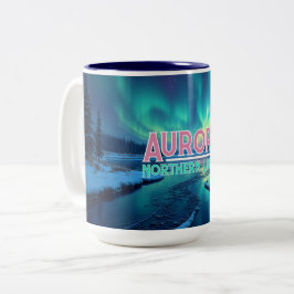Noorderlicht Aurora Borealis Tweekleurige Koffiemok