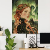 noorderlicht aurora borealis vikingdame poster (Thuiskantoor)