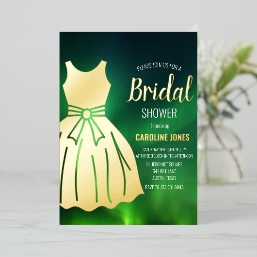 Noorderlicht Aurora Borealis Vrijgezellenfeest Folie Uitnodiging (Staand Voorkant)