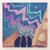 Noorderlicht Beren Glazen Onderzetter (Voorkant)