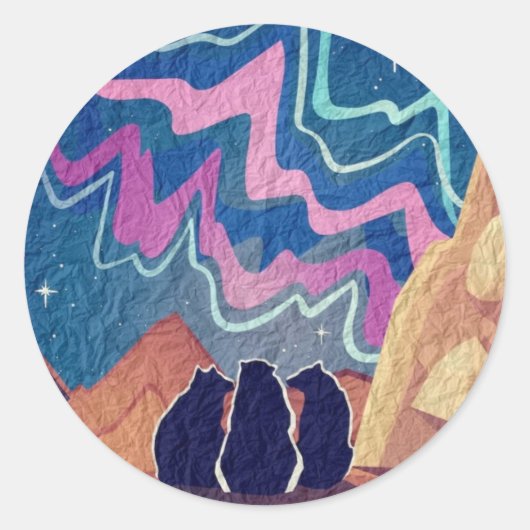 Noorderlicht Beren Ronde Sticker (Voorkant)