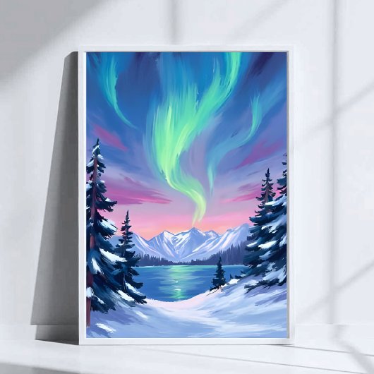 Noorderlicht | Bergen Winter Aquarel Poster
