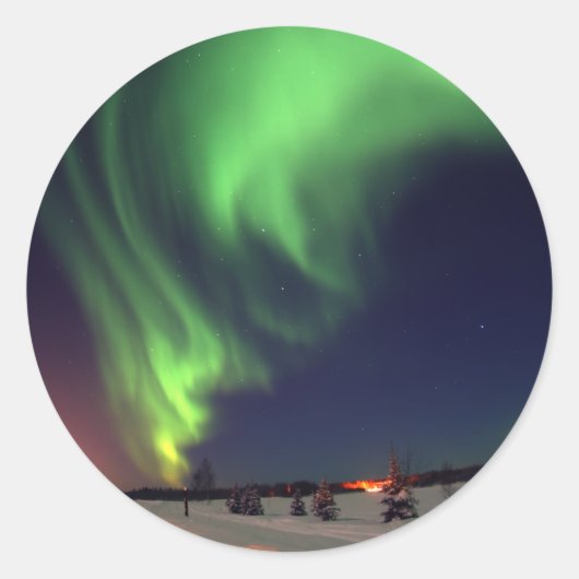 Noorderlicht bij Bear Lake Ronde Sticker (Voorkant)