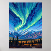 Noorderlicht boven Denali Poster (Voorkant)