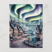 Noorderlicht boven een charmant huis briefkaart (Voorkant)