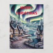 Noorderlicht boven een charmant huis kerst briefkaart (Voorkant)