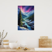Noorderlicht boven Frozen Valley Poster (Keuken)