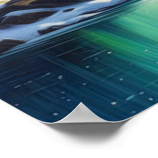 Noorderlicht boven Snowy Valley Poster (Hoek)