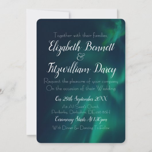 noorderlicht bruiloft uitnodiging (Voorkant)