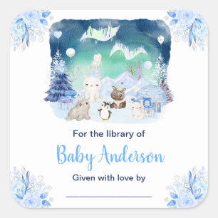 Noorderlicht Dieren Baby Shower Ex-libris Vierkante Sticker