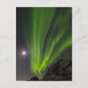 Noorderlicht   Haukland Beach Island Noorwegen Briefkaart