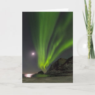 Noorderlicht Haukland Beach Island Noorwegen Kaart