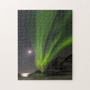 Noorderlicht   Haukland Beach Island Noorwegen Legpuzzel