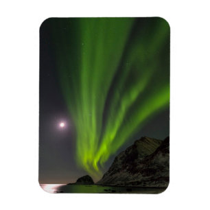 Noorderlicht   Haukland Beach Island Noorwegen Magneet