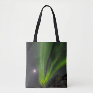 Noorderlicht Haukland Beach Island Noorwegen Tote Bag