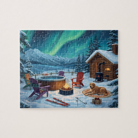 Noorderlicht Hottub Cabin Hond Legpuzzel (Horizontaal)