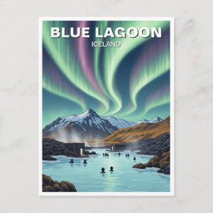 Noorderlicht IJsland Blauwe Lagune Reizen Briefkaart