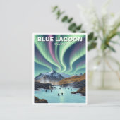 Noorderlicht IJsland Blue Lagoon Reizen Briefkaart (Staand voorkant)
