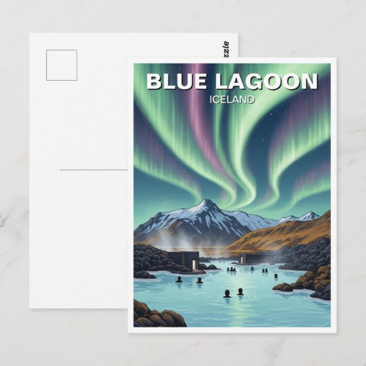 Noorderlicht IJsland Blue Lagoon Reizen Briefkaart (Voorkant / Achterkant)