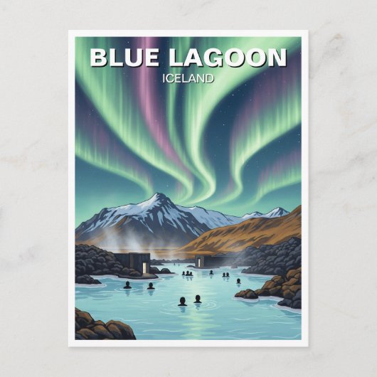 Noorderlicht IJsland Blue Lagoon Reizen Briefkaart (Voorkant)