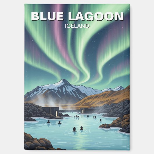 Noorderlicht IJsland Blue Lagoon Reizen Magneet (Voorkant)