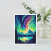 Noorderlicht IJsland Kunst Reizen Illustratie Briefkaart (Staand voorkant)