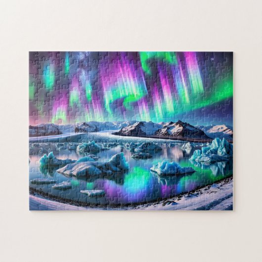 Noorderlicht IJsland Landschap met Aurora Borealis Legpuzzel (Horizontaal)